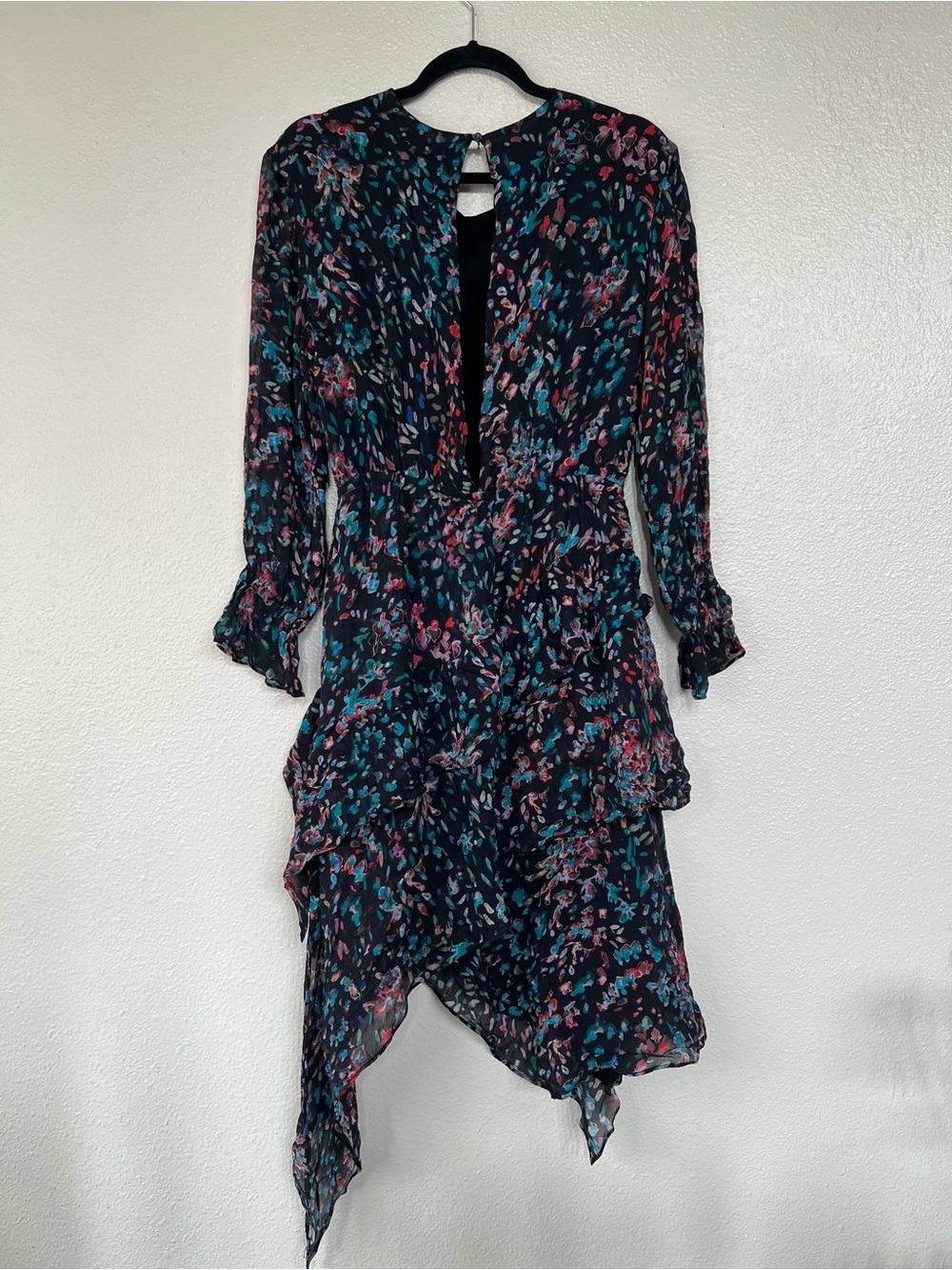 IRO Romantic Flowy Dark Floral Asymmetric Layered Dress - Picture 3 of 6